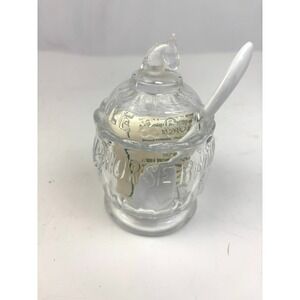 Vintage Heinz Horseradish Glass Jar Horse Lid w Spoon Advertising